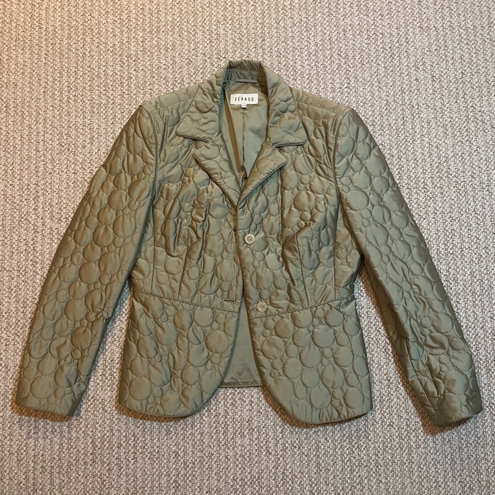 Féraud Quilted Blazer Jacket Bronze Gold Size 10